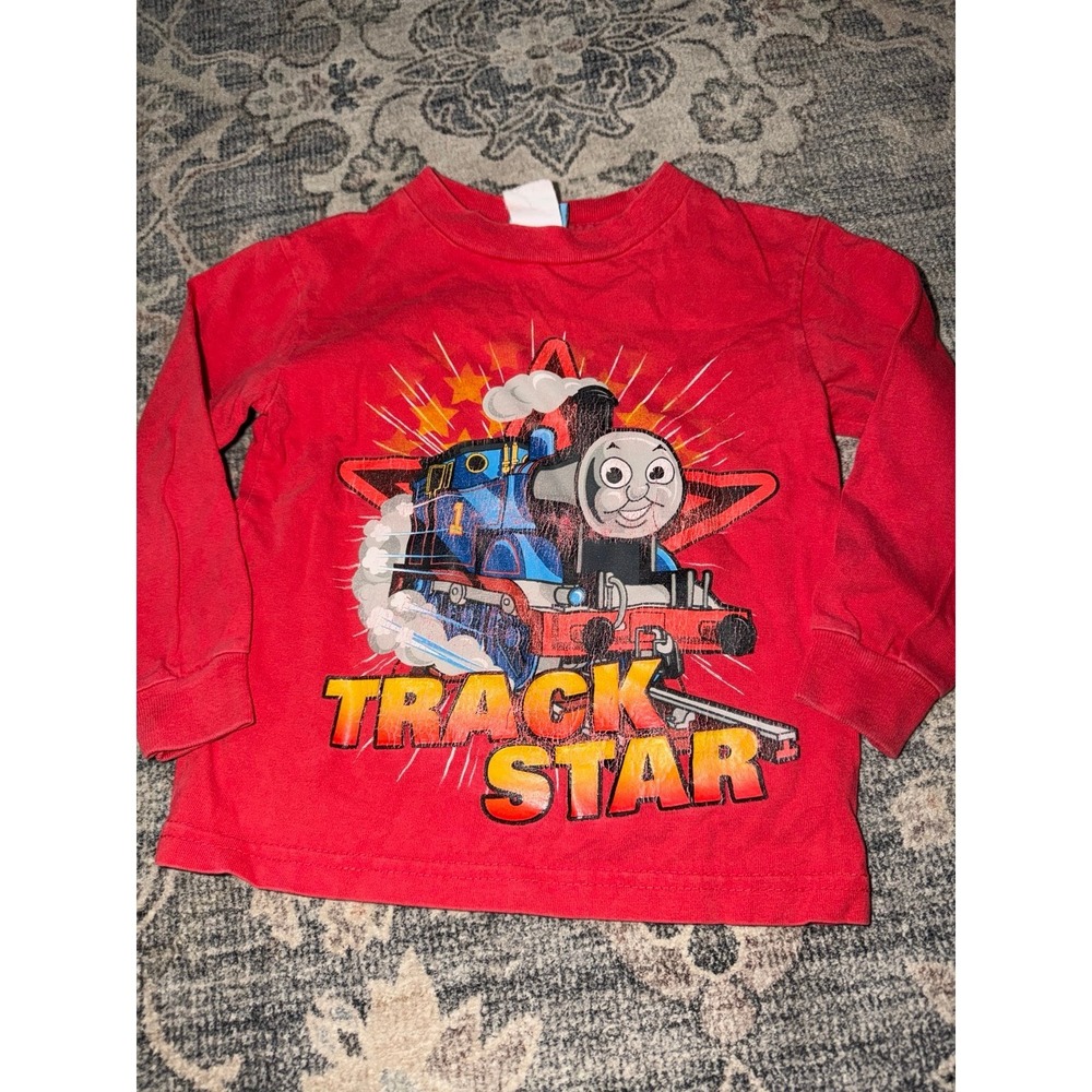 Thomas The Train Engine Red Long Sleeve Graphic Shirt Vintage 2006 Track Star